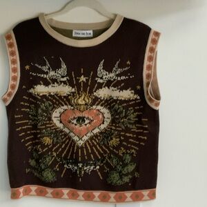 Womens Sleeveless sweaterTop - Brown and Tan